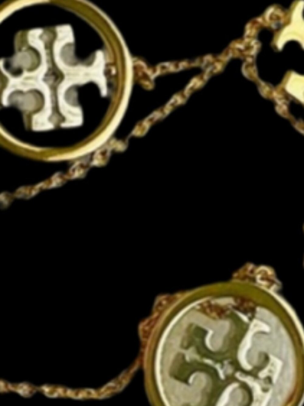 NWOT Tory Burch Miller Long Gold & Silver Logo Chain Necklace - Picture 4 of 5